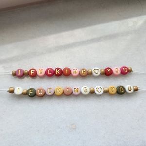 2 "I f*cking love you" round letter beads bracelets friendship bracelet couples